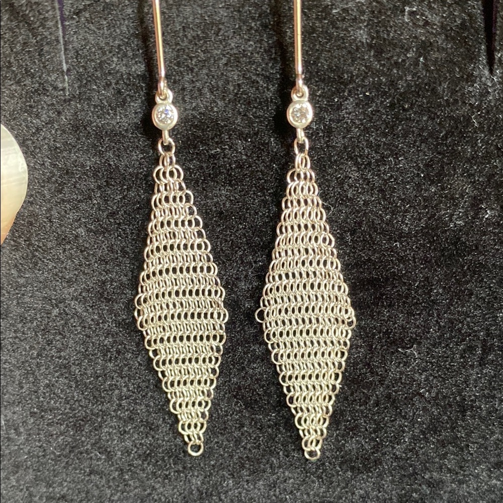 Tiffany & Co., Elsa Peretti Mesh Earrings with Diamond.